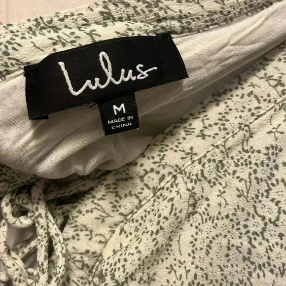 Lulus floral long prairie style dress cream & sage ruffles lined Size M - Picture 8 of 9